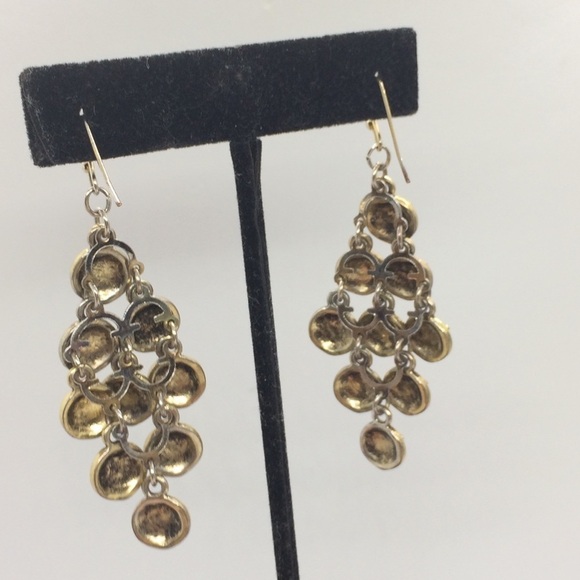 3/$30 BRASS CHANDELIER DANGLE ARTICULATED CIRCLE COIN EARRINGS - Picture 9 of 9